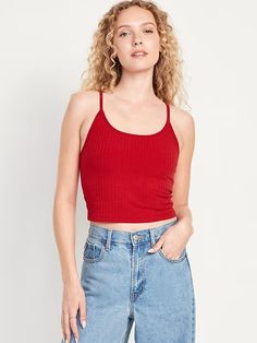 Fitted Ultra-Crop Ribbed Cami | Old Navy Vintage Cami, Satin Cami Top, Cotton Camisole, Chic Pants, Nike Tennis Dress, Womens Cami, Cropped Cami, Old Navy Women, Shelf Bra