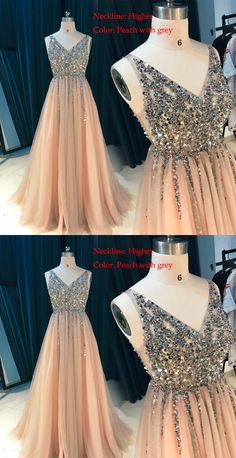 #promdress Wedding Evening Dress With Rhinestones And Tulle, Prom Gown With Rhinestones In Tulle, Prom Gown With Rhinestones On Tulle, Embellished Tulle Gown For Homecoming, Embroidered Tulle Gown For Homecoming, Prom Gown With Rhinestones And Tulle, Tulle Gown With Rhinestones For Prom, Prom Dresses Long Elegant, Glamorous Silver V-neck Gown