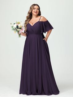 a woman in a purple bridesmaid dress