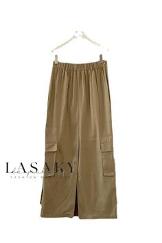 Lasaky - Contemporary Half-Length Skirt with Sophisticated Design and Relaxed Silhouette. Fall Long Khaki Skirt, Chic Full-length Skirt With Pockets, Chic Full Length Skirt With Pockets, Mid Length Skirts, Contemporary Aesthetic, Skirt Skirt, Design Aesthetic, Color Fabric, Sophisticated Design