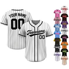 Pinstripe Custom Baseball Jersey is a stylish and functional piece that ensuring a comfortable fit for individuals, couples, teams, or anyone who loves Baseball fashionable and sporty vibe. From casual outings to intense gameplay, this baseball jersey always guarantees both style and performance. If you have any other design ideas, or any changes to the jersey details, simply share an image and we will create a visual representation for you to confirm. ⚾FEATURES - Personalized team name, name, n Team-colored Baseball Jersey With Contrast Stripes, Team-colored Baseball Jersey With Contrast Stripes For Sports Events, Sporty Baseball Jersey With Contrast Stripes For Sports Events, Baseball Jersey With Contrast Stripes For Sports Events, Varsity Striped Baseball Jersey For Sports Events, Striped Varsity Baseball Jersey For Sports Events, Striped Baseball Jersey With Baseball Collar For Sports Events, Varsity Striped Baseball Jersey With Baseball Collar, Striped Baseball Jersey With Collar For Sports Events