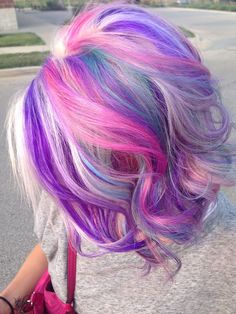 Unicorn Hair Color, Mermaid Hair Color, Candy Hair, Multi Colored Hair, Multicolored Hair, Hair Color Purple, Bright Hair, Hair Images