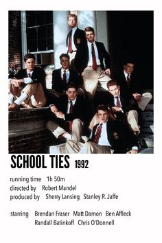 a group of men in suits and ties posing for a photo with the words school ties 1932