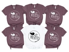 six t - shirts with the words mommy, daddy and me in white on them