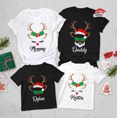 Reindeer Family Christmas Matching T Shirt Family Reindeer Shirts, Ideas Navideñas, Christmas Matching, Work Shirts, Christmas Tshirts, Family Christmas, The United States, Reindeer, Reno