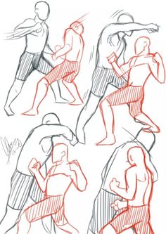 some sketches of people doing different things in the same direction, including one man running and another