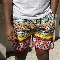 Multicolor Printed Shorts, Multicolor Bottoms With Geometric Pattern For Summer, Ankara, Mens Shorts, Ships