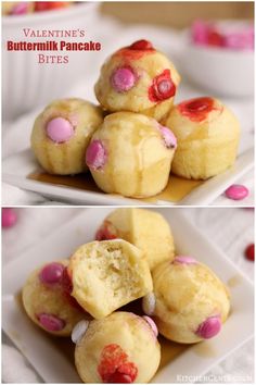 valentine's buttermilk pancake bites on a plate