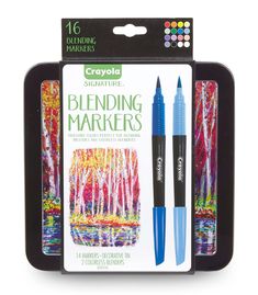 crayon signature blending markers and marker pen set in a box with its packaging