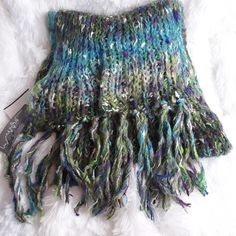 Renee's Nyc Accessories Anthropologie Long Soft Cozy Scarf Fringe Approximate 7" Long Acrylic, Polyester And Nylon Blue, Greens And White Approximate 41" Long (Plus 7" Fringe) Width 10" New With Tags From Smoke Free Home Renee's Nyc Long Multicolored Scarf Cozy Blue Scarf One Size, Blue Scarves For Fall, One Size, Nyc Accessories, Lululemon Scarf, Butterfly Scarf, Edge Scarf, Accessories Blue, Sheer Scarf, Silk Scarf Painting