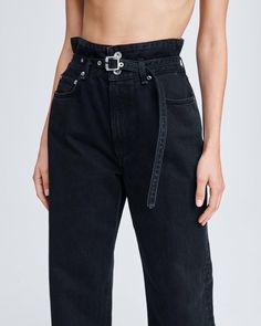 Women's Paper Bag Jeans in Black | rag & bone Modern Jeans With Belt Loops, Modern High Rise Jeans With Belt Loops, Chic High Waist Belted Jeans, Modern High Rise Jeans, Chic Everyday Jeans With Belt Loops, Chic High Rise Belted Jeans, Modern High Waist Jeans With Belt Loops, High Rise Belted Jeans, High Waist Jeans With Belt Loops