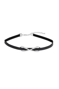 Infinity Crystal Choker Black Elegant Adjustable Jewelry With Black Ribbon, Black Adjustable Infinity Jewelry, Adjustable Black Ribbon Choker Jewelry, Adjustable Black Ribbon Choker, Choker Black, Leather Choker Necklace, Flower Choker, Infinity Symbol, Black Choker