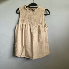 New Never Used, In Good Conditions Bohemian Beige Linen Top, Beige Linen Sleeveless Blouse, Summer Bohemian Blouse In Neutral Color, Summer Bohemian Neutral Blouse, Brown Linen Spring Tops, Beige Sleeveless Blouse For Summer, Neutral Bohemian Blouse For Summer, Beige Tops For Spring Day Out, Beige Sleeveless Blouse For Day Out