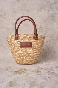 Petite Basket Bag - Natural Basket Style, French Market, Basket Bag, New Shop, This Summer, Vegan Leather, Straw, Shoulder Strap, Handles