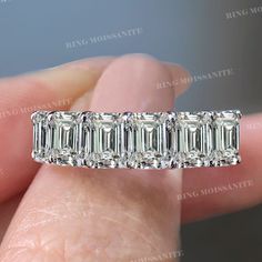 "4.19 TCW Emerald cut wedding band,white gold Moissanite wedding band,full eternity band,eternity ring,unique 4mm wedding band,modern emerald cut band,comfort fit band → Occasions: Engagement & Wedding DESCRIPTION -------------------- *Moissanite Details →Band Stone :Emerald →Size (mm) :4*3mm →Carat Weight :4.19 →Stone Total CTW :4.19 →Color :Colorless →Clarity :VVS →Gold Purity :SOLID (10K/14K/18K )GOLD →Band Width :4 mm * Purchasing Option: → Buyers can book their orders by paying the only US White Gold Emerald Cut Eternity Band, White Emerald Cut Eternity Band With Brilliant Cut, White Gold Half Eternity Emerald-cut Wedding Ring, Timeless Emerald Cut Eternity Band For Wedding, Timeless Emerald Cut Wedding Eternity Band, White Gold Emerald Cut Half Eternity Wedding Ring, Elegant White Emerald Cut Eternity Band, White Baguette Cut Eternity Band As Gift, White Baguette Cut Half Eternity Band