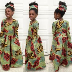 Girls African Print Handmade Full Length Maxi Dress. Made With Polycottton Fabric Multi Color And Multi Fabric Design Dress For Girls From Age 2 To 10 Years Ankara Dress Designs, Dresses For Kids, African Dresses For Kids, Best African Dresses, Kids Party Dresses, Ankara Print, African Ankara, African Inspired Fashion, Ankara Dress