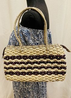 Beautiful Boho Woven Palm Straw Handbag Shoulder Purse Tote 12”. Condition is "Pre-owned". Shipped with USPS Parcel Select Ground. Measures 12” wide, 7.5” tall from bottom to zipper, and 4” deep. No damage, no shredded areas, no straw sticking out and no discoloration. Strong and well made bag. No lining, inside is same as outside. Has a sweet straw scent. Perfect accessory for a boho summer dress or outfit and this purse is the perfect size for all your essentials. Summer Accessories Beach, Straw Handbags, Boho Summer Dresses, Shoulder Purse, Straw Bag, Straw, Handbags, Tote Bag