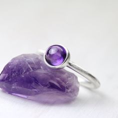 Simple Modern Deep Purple Silver Ring by NangijalaJewelry on Etsy Modern Purple Jewelry As A Gift, Modern Purple Jewelry For Gifts, Amethyst Bezel Setting Jewelry Gift, Amethyst Jewelry With Bezel Setting As Gift, Amethyst Jewelry With Bezel Setting For Gift, Gift Amethyst Bezel-set Jewelry, Amethyst Solitaire Birthstone Ring As Gift, Purple Sterling Silver Birthstone Ring, Purple Oval Amethyst Ring Gift