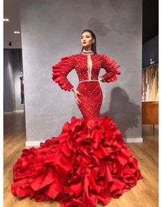 (1) Luxury Evening Gown Red and Silver Stones – danddclothing Red Reception Dress, Red Reception, African Wear For Women, African Evening Dresses, African Party Dresses, Chic Evening Dress, Mermaid Prom Dresses Lace, Gown Red, African Wedding Dress