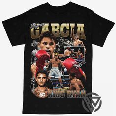 Beyond Dope Ryan Garcia Boxing Tee (V2) Black Graphic T-shirt For Gym, Black Graphic Gym T-shirt, Black Screen Print T-shirt For Gym, Black Gym T-shirt With Screen Print, Sporty Graphic Print T-shirt For Boxing, Crew Neck Graphic Print T-shirt For Boxing, Black Tops With Front Print For Sports Events, Ryan Garcia Boxing, Boxer Fighter