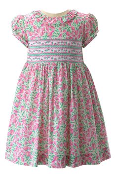 Your little one's style will bloom when they step out in this floral-print dress detailed with delicate embroidery and sweet smocking. Back button closure 100% cotton Machine wash, tumble dry Imported Rachel Riley, Men Home Decor, Hairstyling Products, Delicate Embroidery, Rollerball Perfume, Smocked Dress, Fragrance Design, Nordstrom Store, Styling Tools