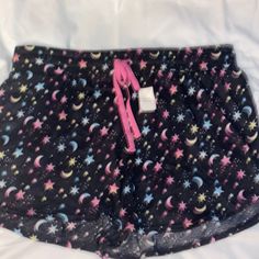 Secret Treasures Women’s Sleep Shorts Super Cute Super Soft Black With Stars And Moons You With Tags Black Short Length Sleepwear For Loungewear, Casual Black Sleepwear For Sleepovers, Multicolor Short Sleepwear For Sleepover, Stretch Black Pajama Shorts For Loungewear, Black Stretch Pajama Shorts For Loungewear, Casual Black Pajama Shorts For Sleepover, Black Short Length Summer Sleepwear, Black Summer Sleep Bottoms, Black Pajama Shorts For Sleepover