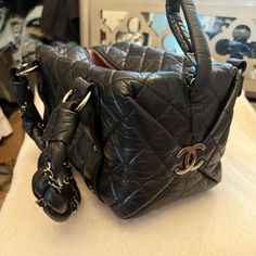 Purchased In Los Angeles. Great Condition. Caviar Leather. 9x6. Silver Chain. Grey Cc Logo On Both Sides. Designer Black Handheld Box Bag, Luxury Black Shoulder Bag With Top Carry Handle, Designer Handheld Bags For Everyday Luxury, Luxury Black Box Bag For Shopping, Luxury Black Satchel Box Bag, Luxury Black Satchel With Top Carry Handle, Designer Black Square Bag, Luxury Black Square Shoulder Bag, Black Square Designer Bag