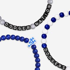 A whole new way to rep the team in style is here. Step up your fan fashion sense with this Los Angeles Dodgers 3 Pack Beaded Friendship Bracelet. These matching friendship bracelets have an all-over team-colored design and team logo displays, which makes them the perfect way to show your support for the Los Angeles Dodgers on gamedays and every day in between. Every bead bracelet design is the perfect addition to your outfit, whether you’re heading to the game, watching at home, or just hanging Matching Friendship Bracelets, Cool Friendship Bracelets, Calendar Reminder, Friendship Bracelets With Beads, Fan Fashion, Beads Bracelet Design, Ny Yankees, Our Friendship, Bracelet Design