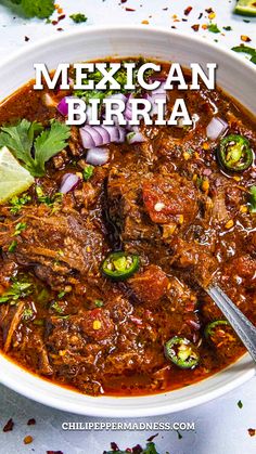 Mexican Birria in a big bowl Mexican Birria Recipe, Mexican Birria, Beef Birria Recipe, Meat Stew, Taco Pasta, Taco Pizza, Thanksgiving Menu Ideas, Taco Dip, Mexican Cooking