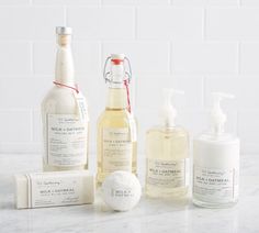 U.S. Apothecary Milk & Oatmeal Ultimate Spa Set | Pottery Barn Body Lotion Packaging, Milk Oatmeal, Sweet Milk, Massage Lotion, Spa Set, Spa Gifts Set, Bath Salt, Milk Bath, Bath Soak