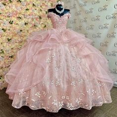 Womens Flowers Lace Pink Evening Dress Ball Gown Birthday Gown Wedding Dress.  "This pin contains affiliate links, which means I may earn a commission at no cost to you extra for you". 
 #affiliate #advertising" Princess Quinceanera Dresses, Birthday Gown, Gown Birthday, Pink Quinceanera, Quinceanera Pink, Quinceanera Themes Dresses, Pink Sweet 16, Pink Quince, Quinceanera Dresses Pink