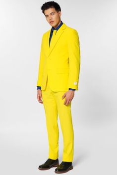 Yellow Fellow | Yellow Suit | Neon Suit | OppoSuits Fitted Suits For Summer Parties, Fitted Summer Party Suits, Yellow Suits For Spring Workwear, Spring Yellow Suits For Workwear, Fitted Yellow Suits For Spring, Spring Yellow Suits For Work, Fitted Yellow Suits For Parties, Fitted Yellow Party Suits, Prom Suits Unique