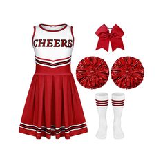 PRICES MAY VARY. Practical and Thoughtful Set: the cheerleader costume for girls includes 1 piece of cheerleader dress, 1 piece of hairband, 1 pair of cheerleading pom poms and 1 pair of striped socks, which is a practical set that can meet your various decorative demands Adorable Design: in a simple and modern style, Halloween cheerleading costume for girls features attractive designs and has a lovely and classic color scheme that will easily win favors from others, making you the spotlight of Halloween Cheerleader Costume, Halloween Cheerleader, Cheerleading Costume, Cheerleading Dress, Girls Cheerleader Costume, Kids Halloween Birthday Party, Cheerleader Halloween, Cheerleader Halloween Costume, Cheerleading Pom Poms