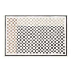 a black and white checkered rug on a white background