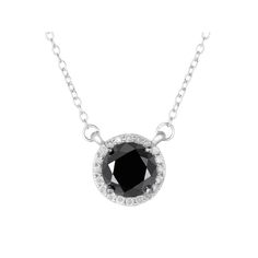 Breathtaking beauty is effortless with this sterling silver necklace. A striking black diamond center stone framed by white diamonds creates a lovely halo design. Prepare to dazzle when you wear this stunning necklace. Comes in a gift box. Click on this JEWELRY & WATCHES GUIDE to learn about fit, styles, materials and more!NECKLACE DETAILS Length: 18 in. Clasp: spring-ring Metal: rhodium-plated sterling silver DIAMOND DETAILS Total weight: 2 ct. Center stone weight: 1 3/4 ct. Color: black, white Necklace Diamond Pendant, Necklace Sale, White Diamond Necklace, Halo Necklace, Halo Pendant, Solitaire Necklaces, Man Made Diamonds, Diamond Halo, 2 Carat