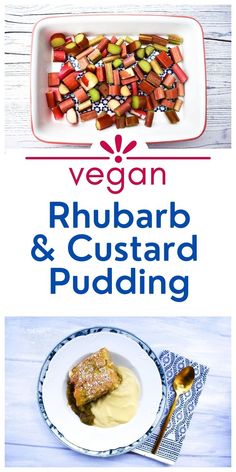 vegan rhubarb and custard pudding