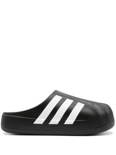 black Adifom textured finish signature 3-Stripes logo slip-on style signature shell toe branded insole flat rubber sole Balenciaga Speed, Reebok Club C, Versace Outfit, Balenciaga Triple S, Nike Air Max 97, Slides Shoes, Athletic Sneakers, Summer Beach Wear, Espadrille Shoes