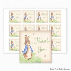 the peter rabbit thank you cards are shown