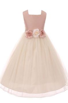 Classic Flower Girl Dress, Tulle Overlay Skirt, Dress With Tulle Skirt, Tule Rok, Tea Length Skirt, Dress With Tulle, Three Flowers, Africa Dress, Overlay Skirt