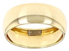 Splendido Oro™ 18K yellow gold band ring. Measures approximately 0.26 inches in width, 6.7MM gauge, and is not sizeable. Yellow Gold Wide Band Ring With Polished Finish, Hallmarked Yellow Gold Wide Band Jewelry, Ceremonial Yellow Gold Brass Rings, Artisan Yellow Gold Brass Rings, Gold-tone Brass Rings With Polished Finish, Italian Jewelry, Gold Band Ring, Broken Chain, Pearl Strands