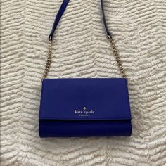 This Authentic Kate Spade Bag Is Nwot, But Never Used. Super Cute And Big Enough For Your Small Essentials. Measurements Shown In Pics. I Would Say The Color Is Cobalt Blue. Elegant Blue Shoulder Bag With Cell Phone Pocket, Kate Spade Blue Shoulder Bag With Adjustable Strap, Kate Spade Crossbody Bag, Kate Spade Disney, White Crossbody Bag, Bags Kate Spade, Leather Handbags Crossbody, Kate Spade Purse, Crossbody Wallet