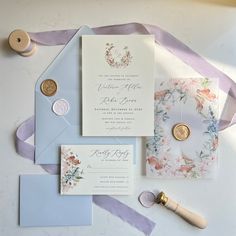 the wedding stationery is laid out and ready to be used