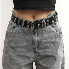 Black Grommet Belt Brand New Faux Leather 43 In Length Octagon Grommet Holes Two Prong Belt Curb Wallet Chain Attached With Lobster Claw If You Love This Send Me An Offer Or Bundle For Discounts Baddie Punk Goth Egirl Black Grommet Belt, Metallic Belt Outfit, Metal Belt Chain, Edgy Black Metal Chain Belt, Trendy Black Chain Belt With Chain Strap, Gothic Metal Chain Belt, Edgy Silver Chain Belt With Chain Strap, Silver Punk Chain Belt, Punk Style Silver Chain Belt For Party