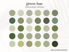 the green hue instagram covers are arranged in different sizes and shapes, including circles