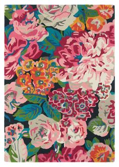 Brink & Campman Sanderson Rose & Peony Cerise 8719128015330 Aesthetic Living Room, Tapis Design, Floral Area Rugs, Bedroom Carpet, Modern Floral, Carpet Runner, Hand Tufted Rugs, Wool Carpet, Floral Rug