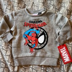 Infant Marvel Spider-Man Crewneck Fleece Sweatshirt. Nwt. Size 12 Months Light Gray 60% Cotton/ 40% Polyester Will Ship The Same/ Next Day M-F. Fall Playtime Crew Neck Tops, Winter Character Print Fleece Tops, Winter Fleece Tops With Character Print, Fleece Long Sleeve Sweatshirt For Playtime, Long Sleeve Fleece Sweatshirt For Playtime, Casual Fleece Tops For Playtime, Iron Man Hoodie, Captain America Hoodie, Reborn Clothes