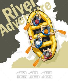 three people are rafting on the river - sports / activity conceptual