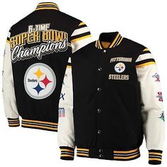 Premium Quality Pittsburgh Steelers 6 Time Super Bowl Champions Victory Formation Varsity Jacket, Men's Clothing Steelers Outfit, Varsity Jacket Outfit, Super Bowl Champions, Varsity Style, Quarter Zip Jacket, Sports Photography, Half Zip Pullover, Quarter Zip Pullover, Pullover Jacket