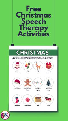 christmas-speech-therapy-activities/ Christmas Activities Printables, Christmas Speech Therapy Activities, Free Christmas Activities, Christmas Therapy, Christmas Speech Therapy, Word Bingo, Vocabulary Exercises