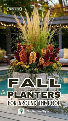 fall planters for around the pool